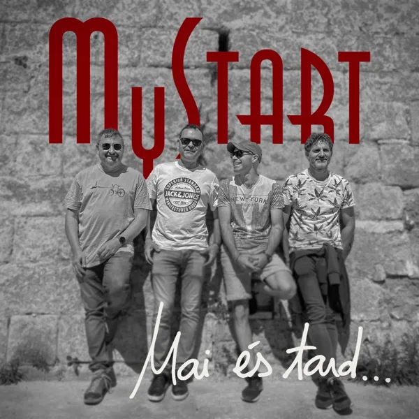 Portada de «Mai és tard»: els quatre membres de MyStart davant una paret de marès